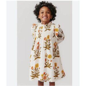 Pink Chicken Jaipur Dress Girls 4Y Cream Floral Long Sleeve Ruffle Boho Fall